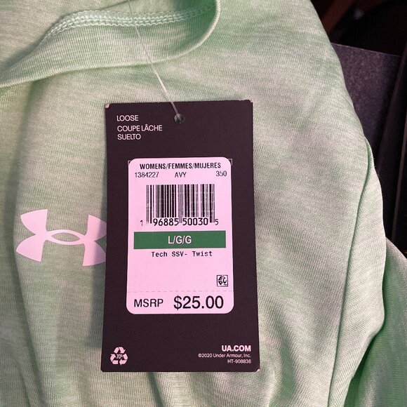 Under Armour V-Neck T-Shirt HeatGear - Lime Green - Loose Fit - NWT - Large - Picture 4 of 9